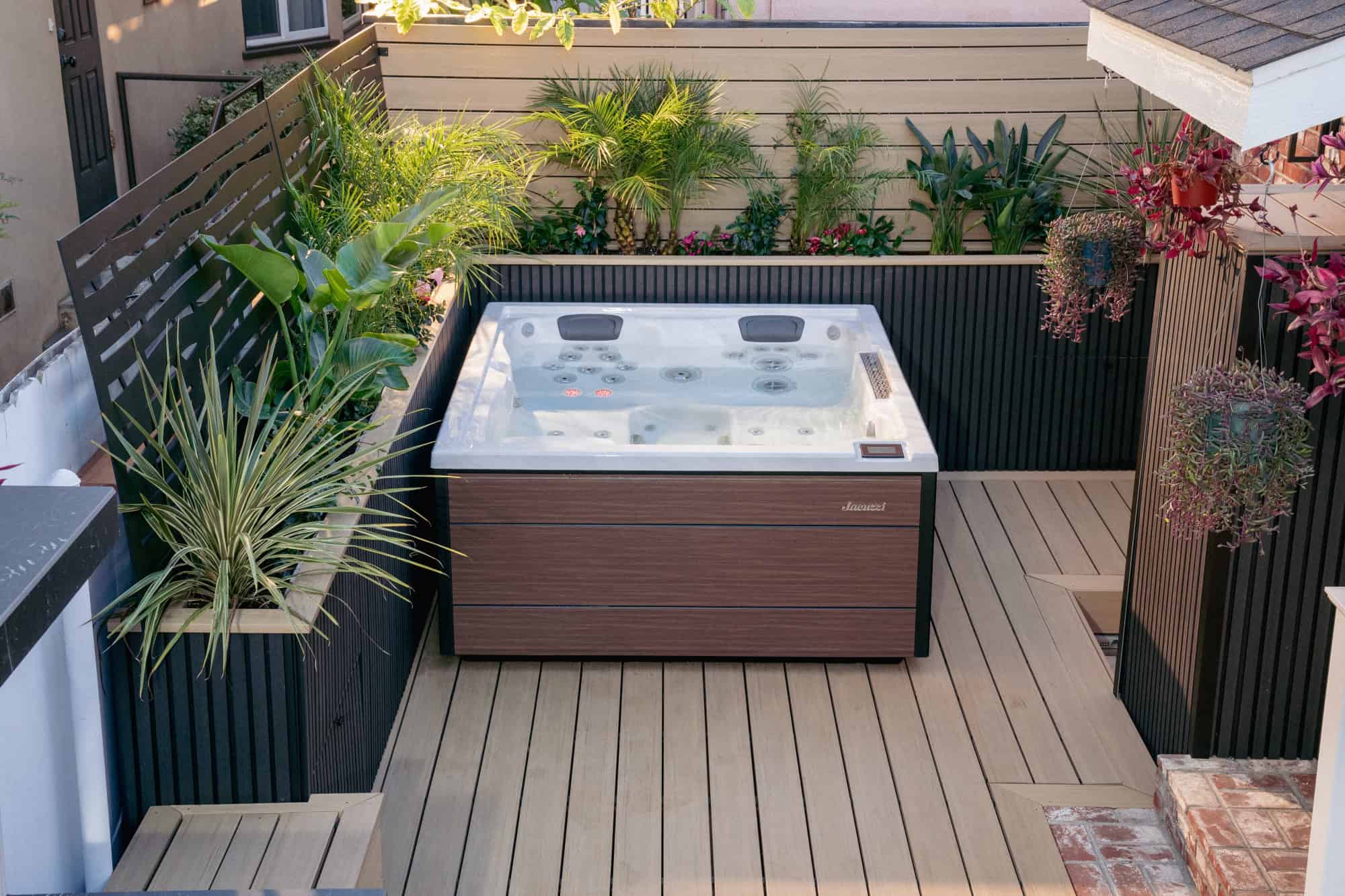 Jacuzzi J 404 Hot Tub Platinum Modern Hardwood Dusk 03 - Eden Spas Jacuzzi
